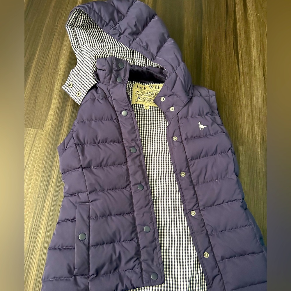 Jack Wills Indigo Blue Hooded Puffer Vest